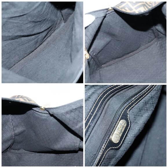 FENDI Zucca Canvas Boston Bag PVC Black Brown gold Auth 142675 - Picture 15 of 16